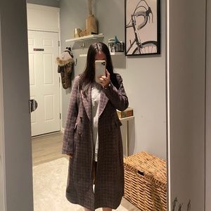 COPY - Uniqlo Wool Coat Double-breasted Coat Houndstooth Print Coat Warm Coat